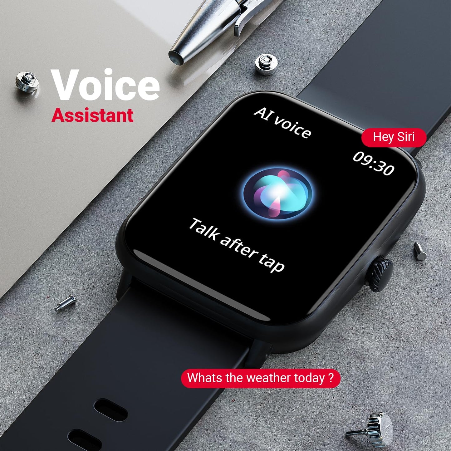 Fire-Boltt Ninja Call Pro Plus Smart Watch 1.83” HD Display, Bluetooth Calling, AI Voice Assistant, 100 Sports Modes, IP67 Waterproof, SpO2 Monitor, Smart Watch for Man & Woman- Black